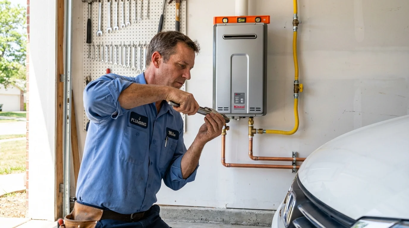 Tankless water heater installation by a Johns Plumbing LLC plumber in Montezuma